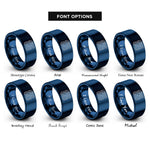 font options for inside engraving on blue topographic contour lines rings