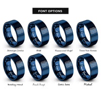 font options for inside engraving on blue topographic contour lines rings