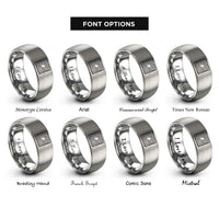 font options for inside engraving on silver topographic contour lines rings