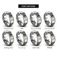 font options for inside engraving on grey topographic contour lines rings