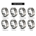 font options for inside engraving on silver topographic contour lines rings