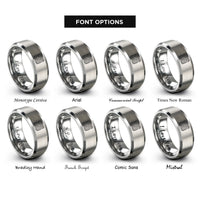 font options for inside engraving on gray topographic contour lines rings