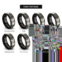font options for inside engraving on black & grey topographic lines rings
