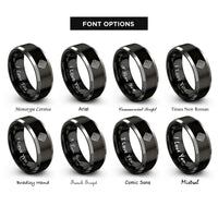 font options for inside engraving on black & grey topographic lines rings