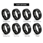 font options for inside engraving on black topographic lines rings