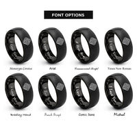 font options for inside engraving on black topographic lines rings