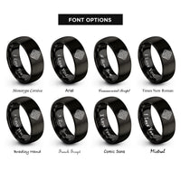 font options for inside engraving on black topographic lines rings