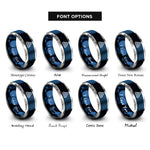 font options for inside engraving on blue & grey topographic lines rings