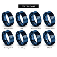 font options for inside engraving on blue topographic lines rings