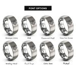 font options for inside engraving on gray topographic lines rings