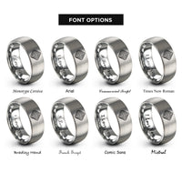 font options for inside engraving on gray topographic lines rings