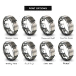 font options for inside engraving on silver topographic lines rings