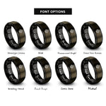 font options for inside engraving on gunmetal & black topographic lines rings