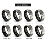 font options for inside engraving on black & gray topographic map rings