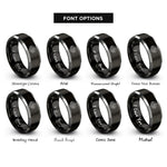 font options for inside engraving on black & silver topographic map rings
