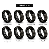 font options for inside engraving on black topographic map rings