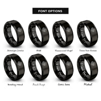 font options for inside engraving on black topographic map rings