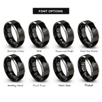 font options for inside engraving on black & gray topographic summit rings
