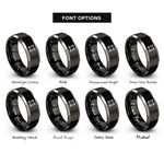 font options for inside engraving on black & grey torah scroll rings