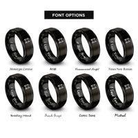 font options for inside engraving on black torah scroll rings