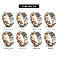 font options for inside engraving on rose gold & silver torah scroll rings