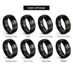 font options for inside engraving on black torii gate rings