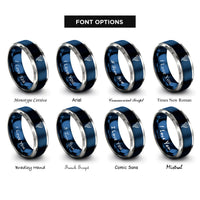 font options for inside engraving on blue & grey tornado funnel rings