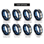 font options for inside engraving on blue & silver tornado funnel rings