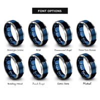 font options for inside engraving on blue & gray toronto rings