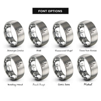 font options for inside engraving on silver toronto rings