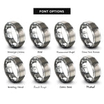 font options for inside engraving on grey toronto rings