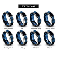 font options for inside engraving on blue & grey toronto skyline rings