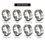 font options for inside engraving on silver toronto skyline rings