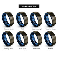 font options for inside engraving on gunmetal & blue toronto skyline rings