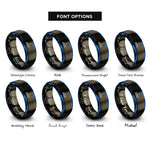 font options for inside engraving on gunmetal & blue toronto skyline rings