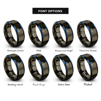 font options for inside engraving on gunmetal & blue toronto skyline rings