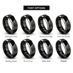 font options for inside engraving on black & silver torque wrench rings