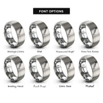 font options for inside engraving on silver torque wrench rings