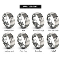 font options for inside engraving on silver torque wrench rings