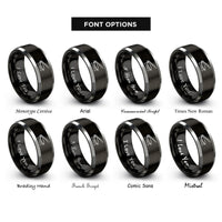 font options for inside engraving on black & gray tortilla press rings