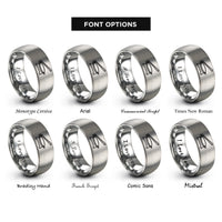 font options for inside engraving on grey tortilla press rings