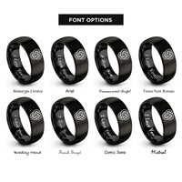 font options for inside engraving on black torus knot rings