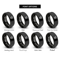 font options for inside engraving on black torus knot rings