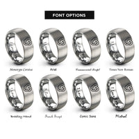 font options for inside engraving on silver torus knot rings