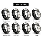 font options for inside engraving on black & grey torx rings