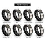 font options for inside engraving on black & grey torx rings