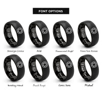 font options for inside engraving on black torx rings