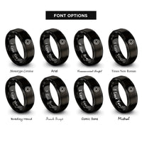 font options for inside engraving on black torx rings