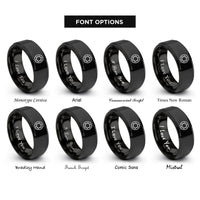 font options for inside engraving on black torx rings
