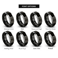 font options for inside engraving on black & gray torx driver rings